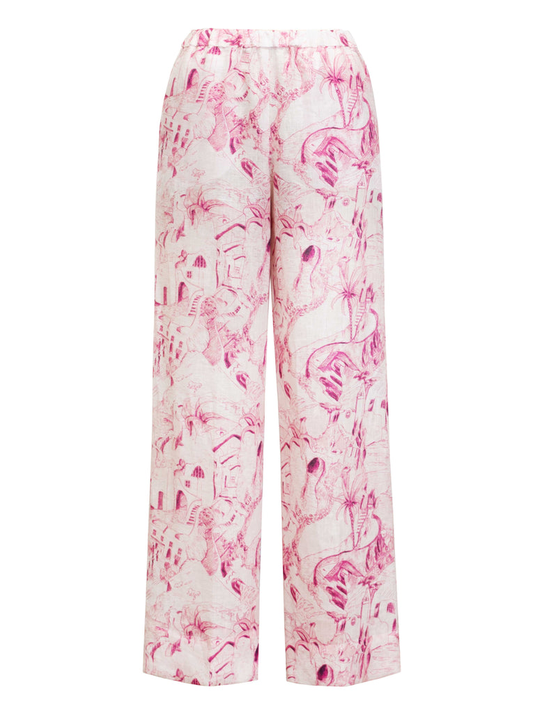 Pantalone lino rosa